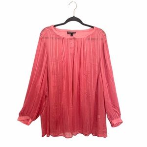 Lane Bryant Womens 26 Plus NWT Sheer Pink Cami Lined Keyhole Blouse